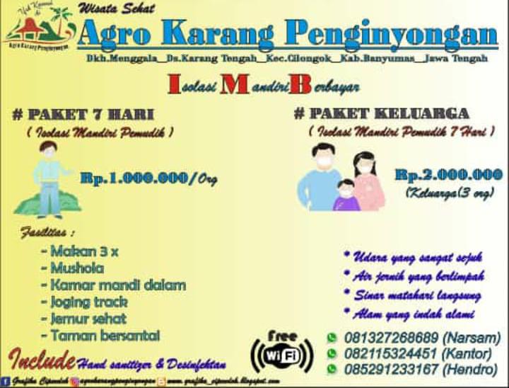 AGRO KARANG PENGINYONGAN LAYANI KARANTINA MANDIRI BERBAYAR.